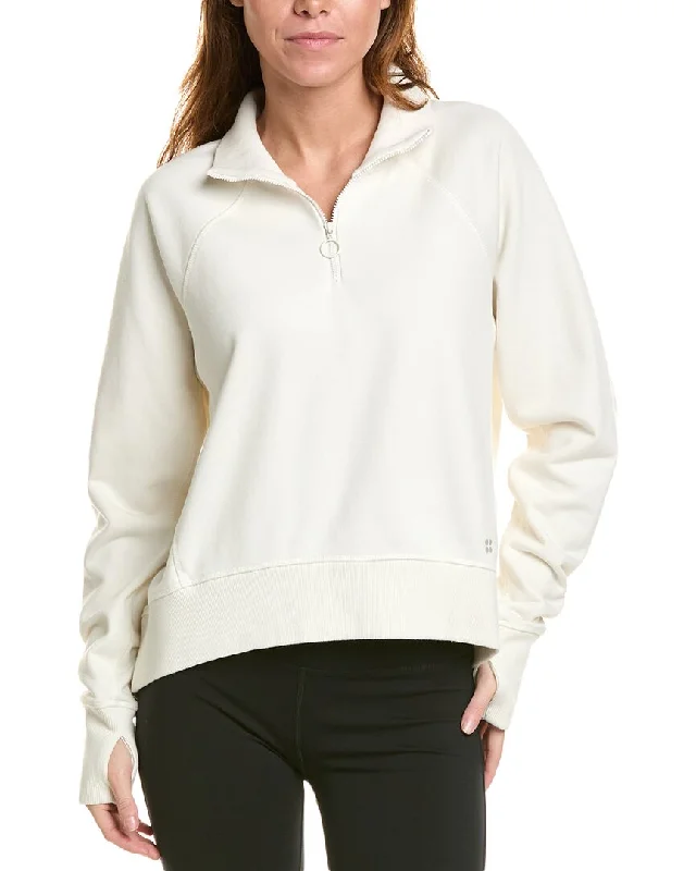 Sweaty Betty Revive Rib 1/2-Zip Pullover Textured Knit Design