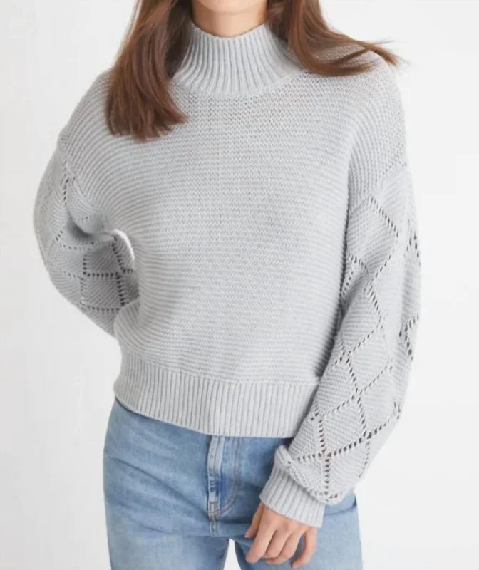 Talia Diamond Stitch Pullover In Iceberg dolman Sleeve Top