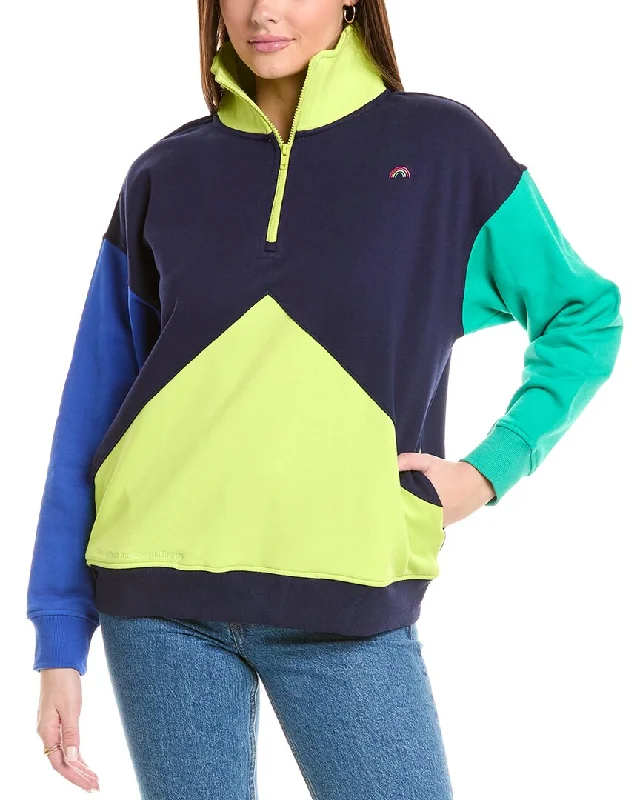 Terez Classic Colorblocked 1/4-Zip Pullover Peter Pan Collar