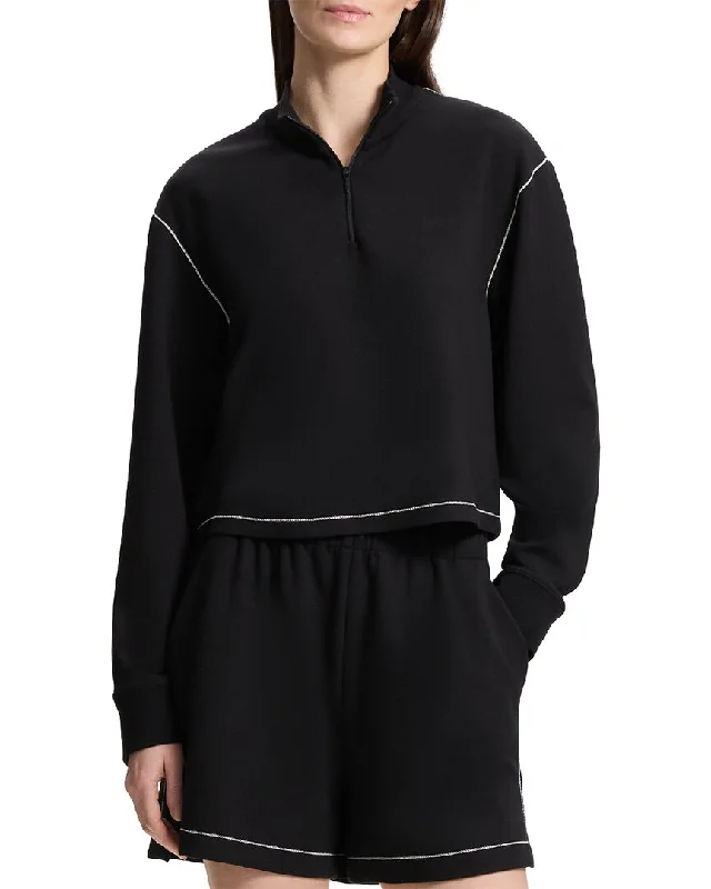 Theory Crop 1/2-Zip Pullover Honey Neck Pullover