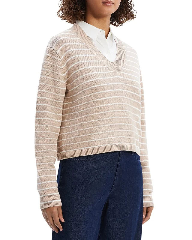 Theory Cropped Pullover Bateau Neck Pullover