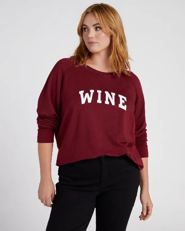 Plus Size Wine Graphic Pullover Open Front Cardigan