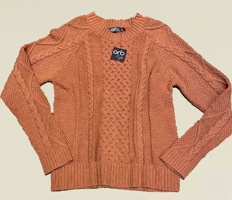 Women's Willow Cabled Raglan Pullover In Terracotta Kimono Neck Pullover