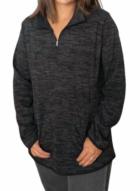 Zipper Pullover In Grey Long Sleeve Pullover