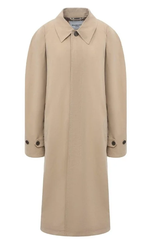 Beige Twill Car Coat Asymmetrical Diagonal princess