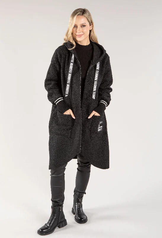 Boucle Longline Coat Parka Anorak Hoodie