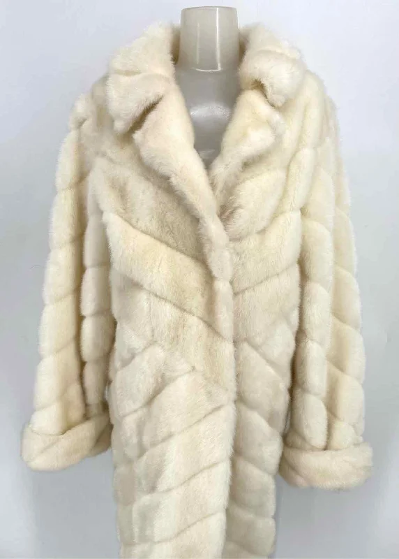 dennis basso Women's Ivory Collared Faux Fur Size M Coat Houndstooth Jacket Shearling Jacket Fleece Jacket