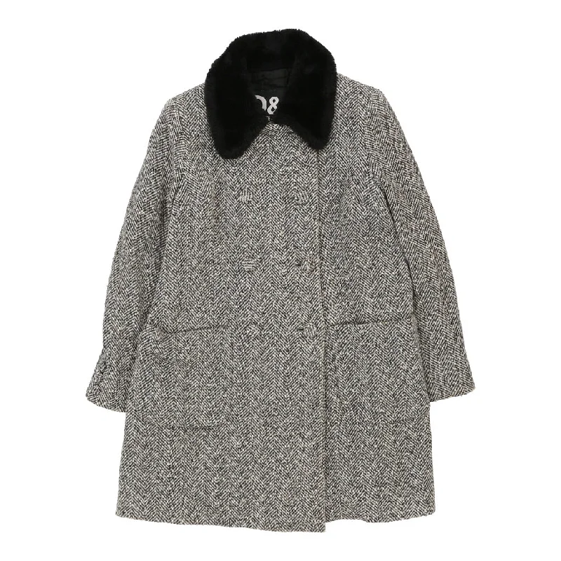 Dolce & Gabbana Trench Coat - Large Grey Wool Blend Asymmetrical Diagonal princess