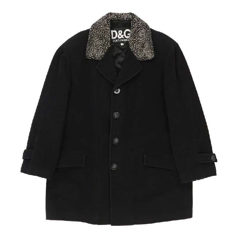 Dolce & Gabbana Trench Coat - XL Black Cashmere Blend Front Pockets Side Pockets Patch Pockets