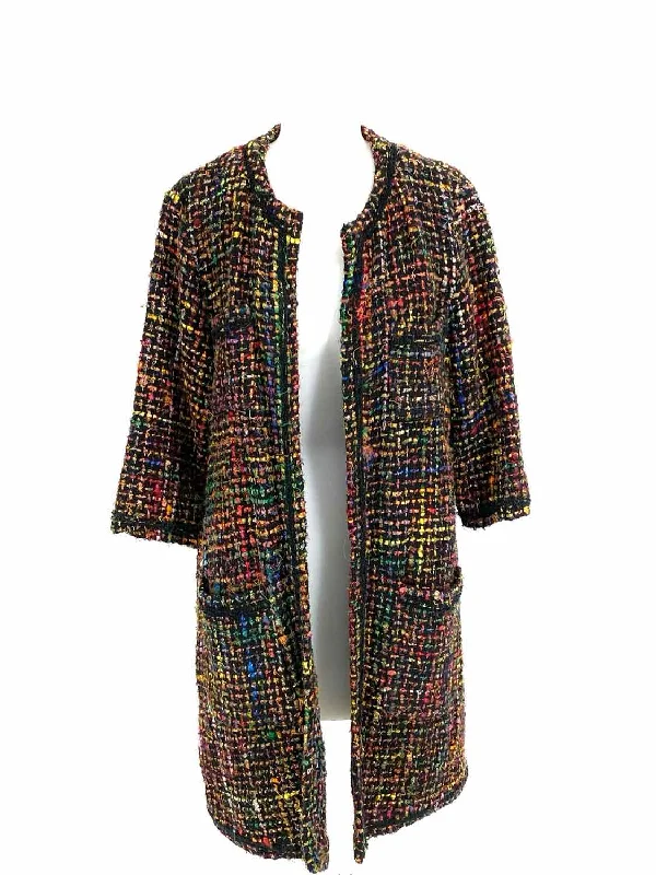 ETT twa Berwyn Women's Rainbow Open Front woven Size M Coat Tailored Straight A-Line