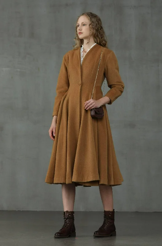 Little Women 22 | Wool Coat in Tan Embroidered Appliqued Beaded