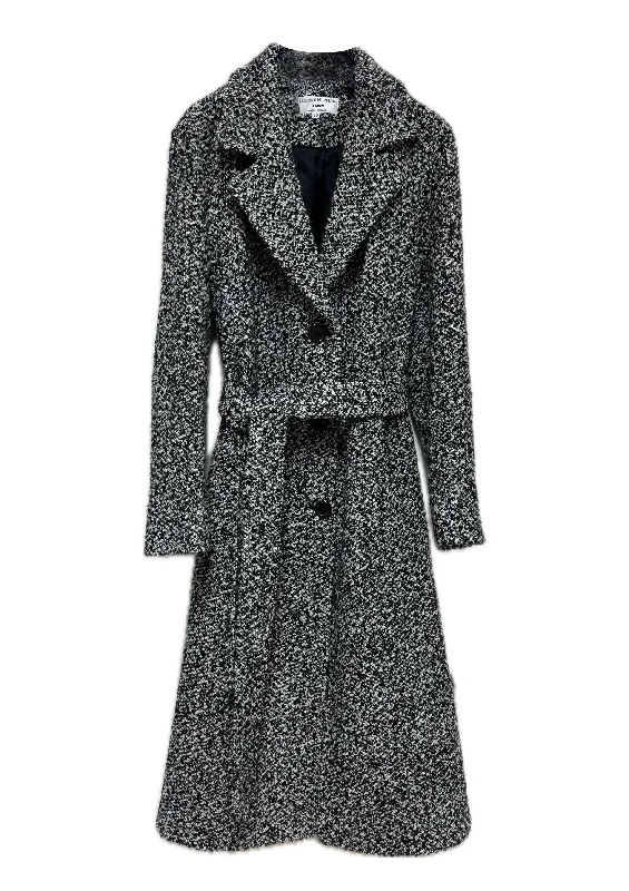 Florence Monochrome Tweed Coat - size 10 Fitted Loose Oversized