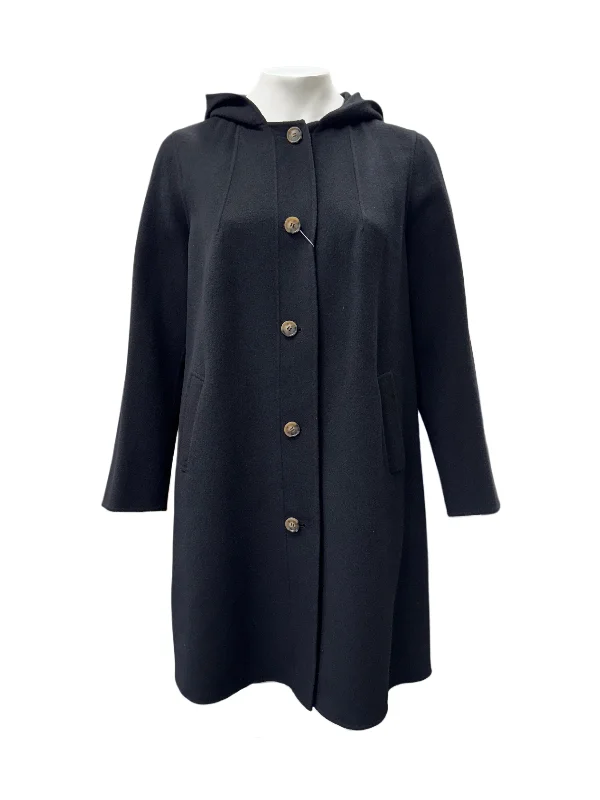 Marina Rinaldi Women's Black Trionfo Button Closure Coat NWT Kimono Robe Cloak