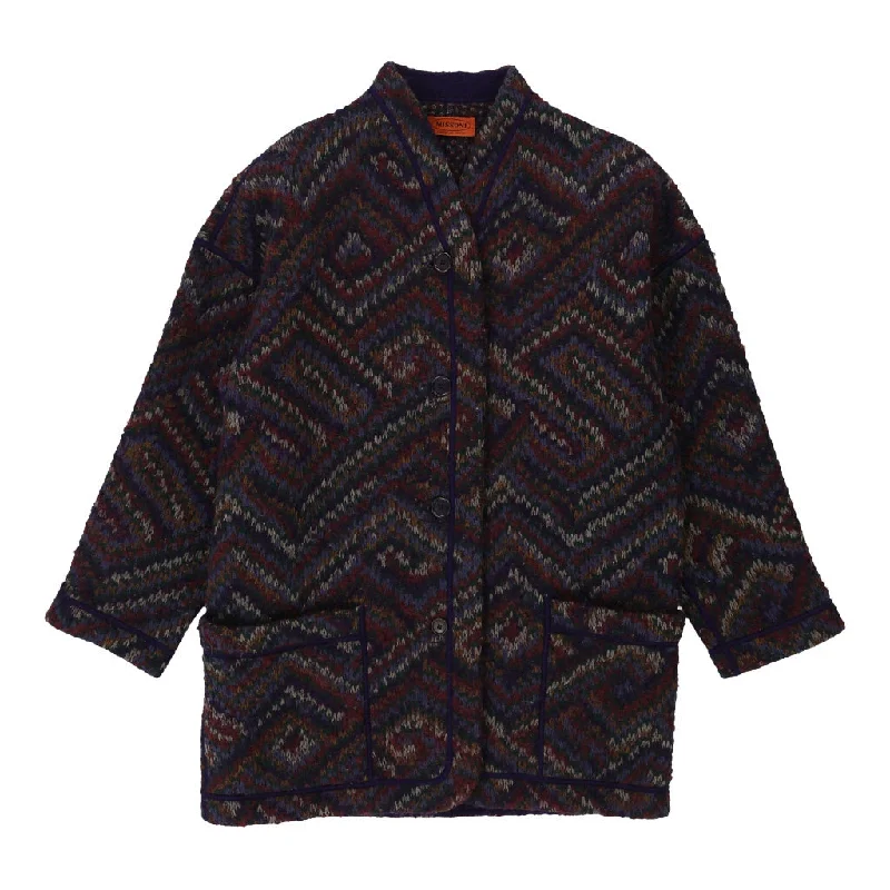 Missoni Coat - Large Multicoloured Wool Blend Denim Leather Suede