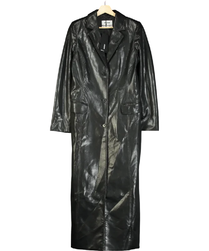 Nadine Merabi Metallic Nancy Faux Leather Coat UK S Pockets Sleeves Lining