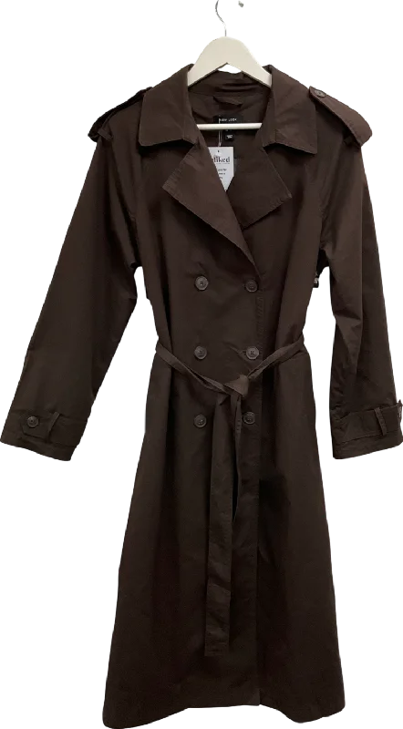 New Look Brown Belted Trench Coat UK 12 Square Neck One-Shoulder Off-the-Shoulder