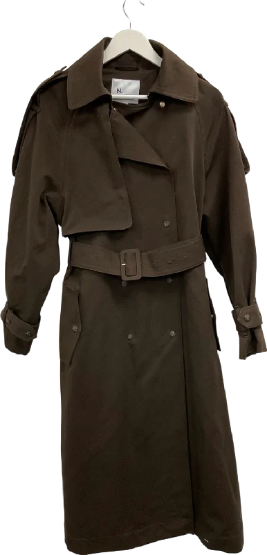 Next Brown Premium Trench Coat UK 10 Buttoned Toggled Snapped