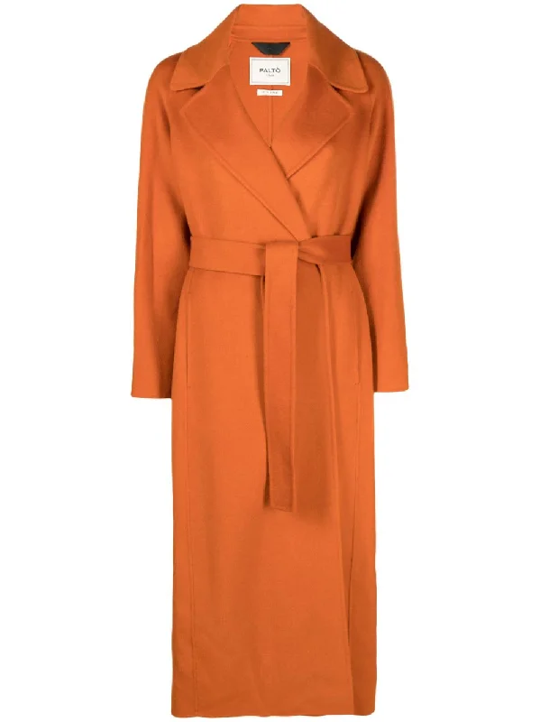 Paltò Coats Orange Peter Pan Collar Cowl Neck Turtleneck