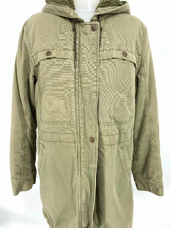 Patagonia Women's Green Cinched Canvas Utility Size M Coat Pleated Ruffled tiered