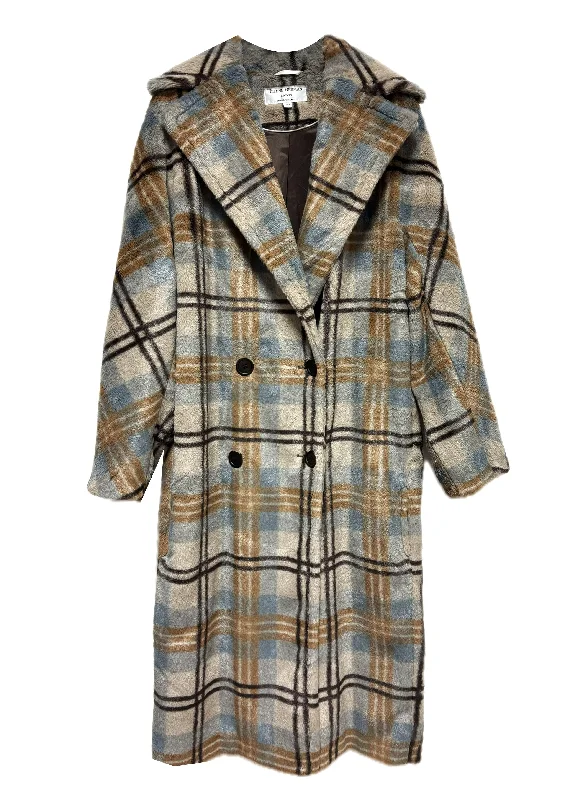 Sammi Check Faux Fur Coat - size 10 Pockets Sleeves Lining