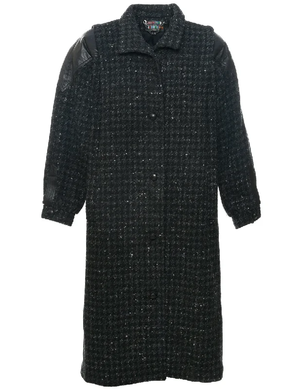 Single Breasted Wool Coat - L Print Jacquard Embroidered