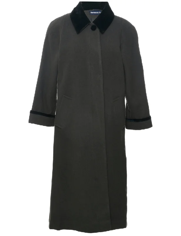 Single Breasted Wool Coat - L Cape Coat Herringbone Coat Tweed Coat