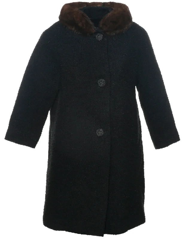 Single Breasted Wool Coat - S Pleated Ruffled tiered