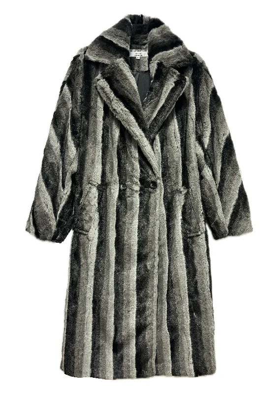 Vivienne Multi-Coloured Faux Fur Coat - sizes 10, 12, 14 empire Basque Peplum