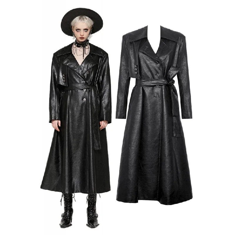 Women's Gothic Faux Leather Studs Coat Stand-Up Roll-Neck Turtle