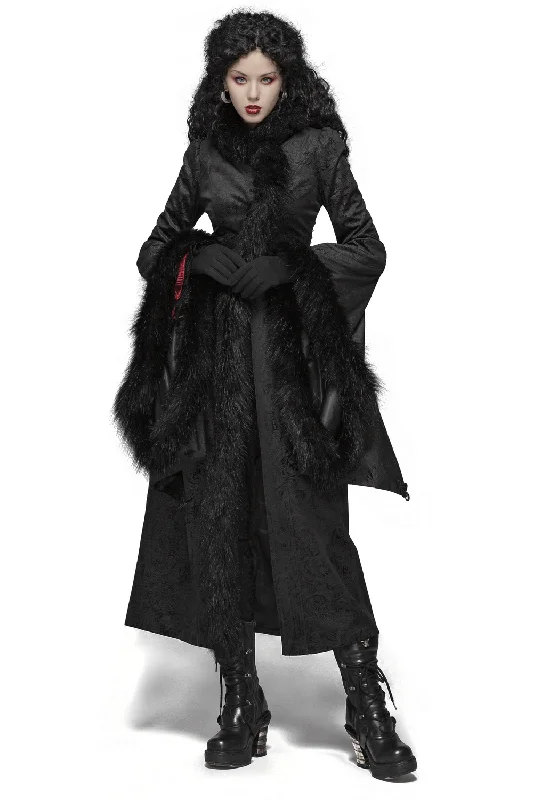 Women's Gothic Long Coat with Faux Fur Details Cardigan Sweater Pullover